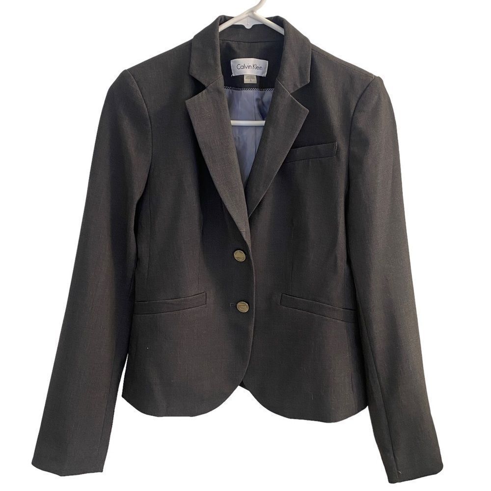 Calvin Klein Charcoal‎ Grey Blazer Sz 2